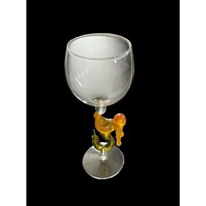 Milon Townsend (unsigned) Mermaid Hand Blown Glass 8-3/4" Wine Goblet - MINT!‎